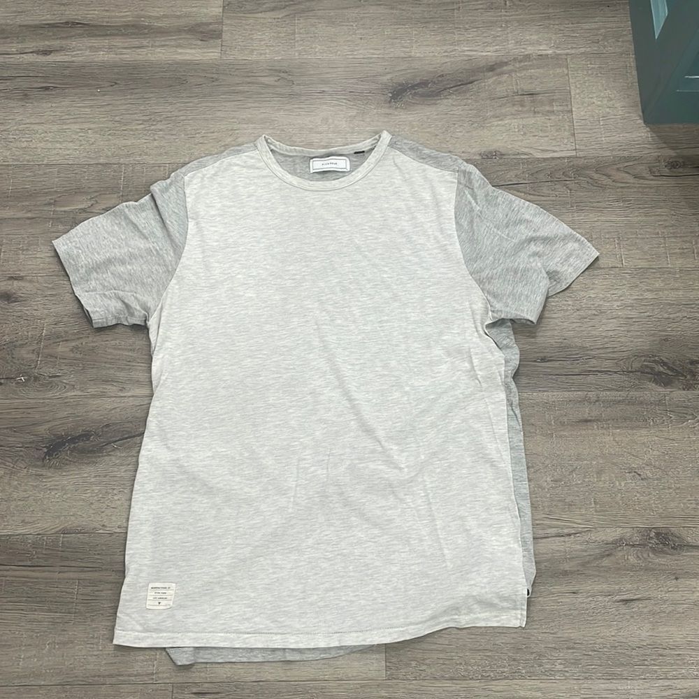 Five Four Mens Short Sleeve Two Tone Grey Tee Shirt Size Large